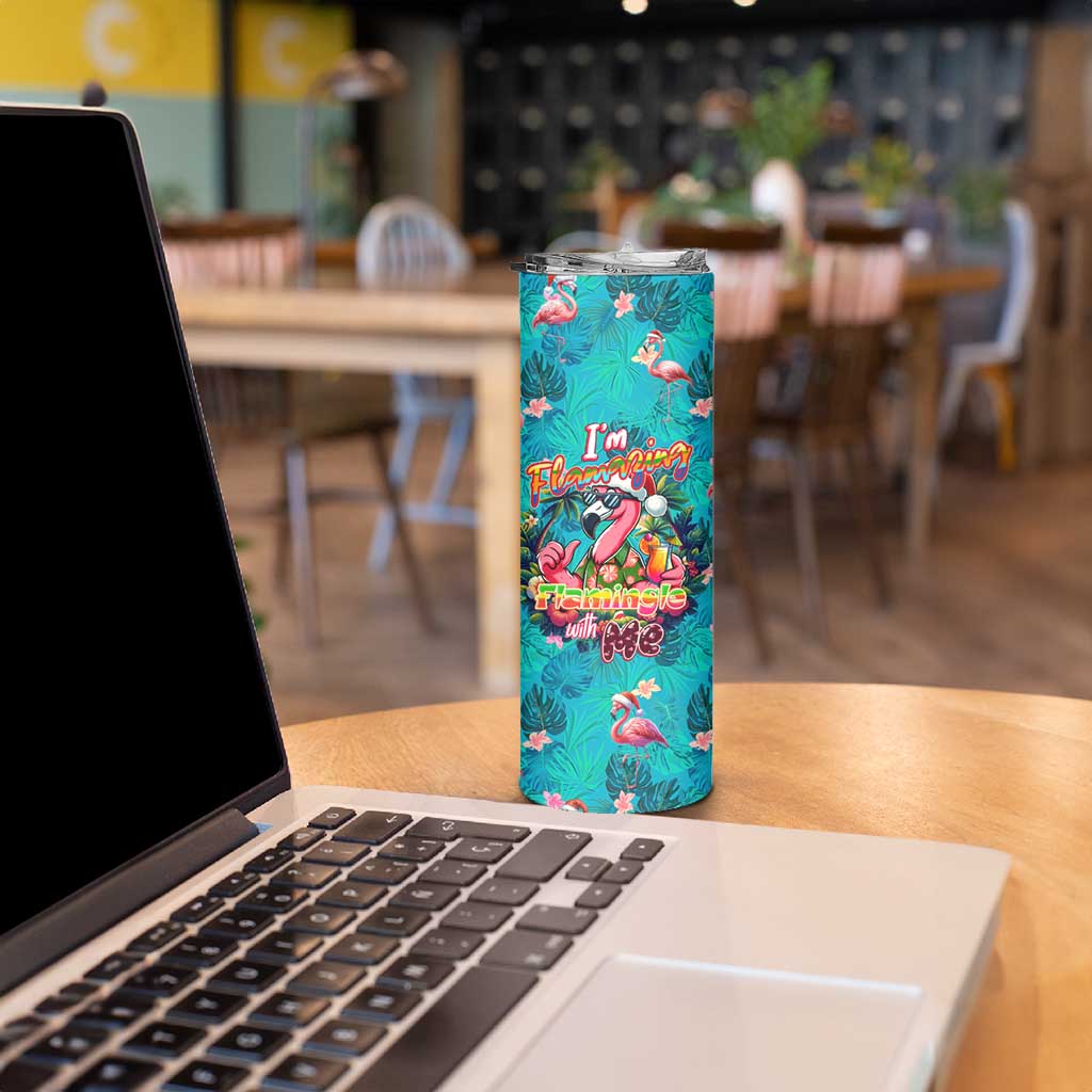 Tropical Flamingo Christmas Skinny Tumbler Shaka Shaka Will You Drink With Me - Wonder Print Shop