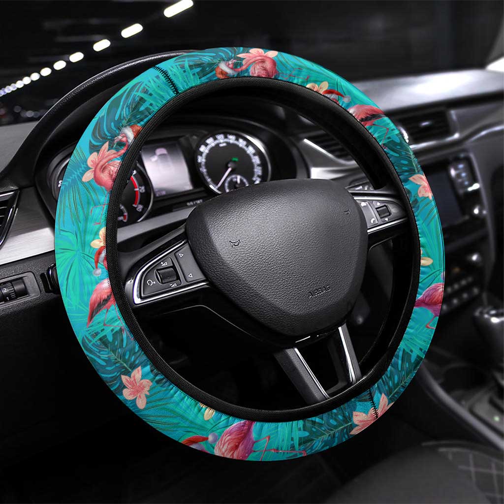 Tropical Flamingo Christmas Steering Wheel Cover Shaka Shaka Will You Drink With Me - Wonder Print Shop