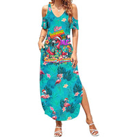 Tropical Flamingo Christmas Summer Maxi Dress Shaka Shaka Will You Drink With Me - Wonder Print Shop