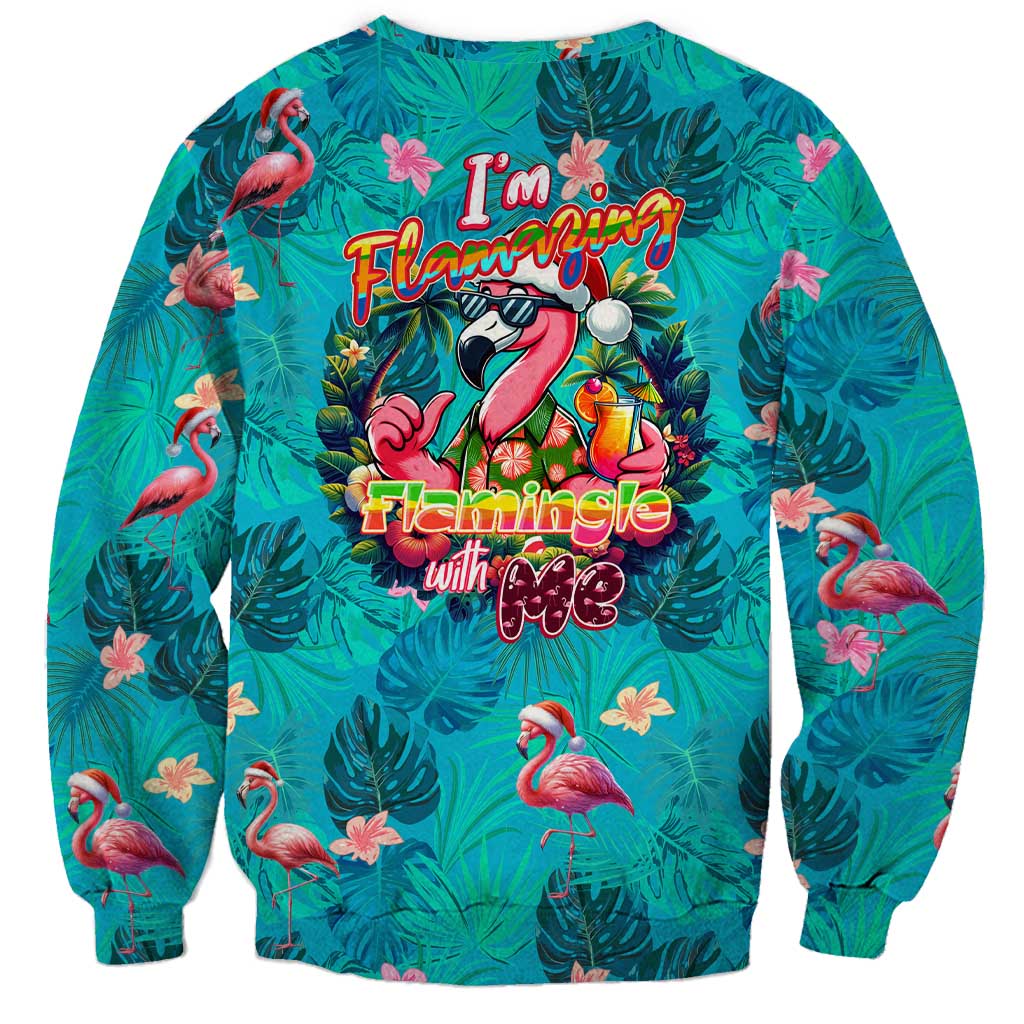 Tropical Flamingo Christmas Sweatshirt Shaka Shaka Will You Drink With Me - Wonder Print Shop