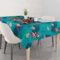 Tropical Flamingo Christmas Tablecloth Shaka Shaka Will You Drink With Me - Wonder Print Shop