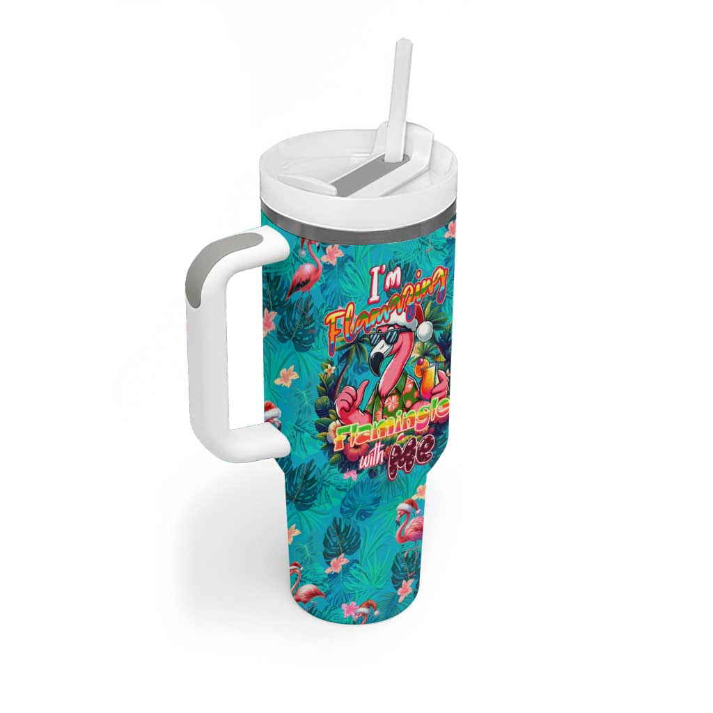 Tropical Flamingo Christmas Tumbler With Handle Shaka Shaka Will You Drink With Me - Wonder Print Shop