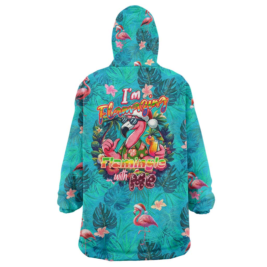 Tropical Flamingo Christmas Wearable Blanket Hoodie Shaka Shaka Will You Drink With Me - Wonder Print Shop