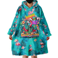 Tropical Flamingo Christmas Wearable Blanket Hoodie Shaka Shaka Will You Drink With Me - Wonder Print Shop
