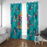 Tropical Flamingo Christmas Window Curtain Shaka Shaka Will You Drink With Me - Wonder Print Shop