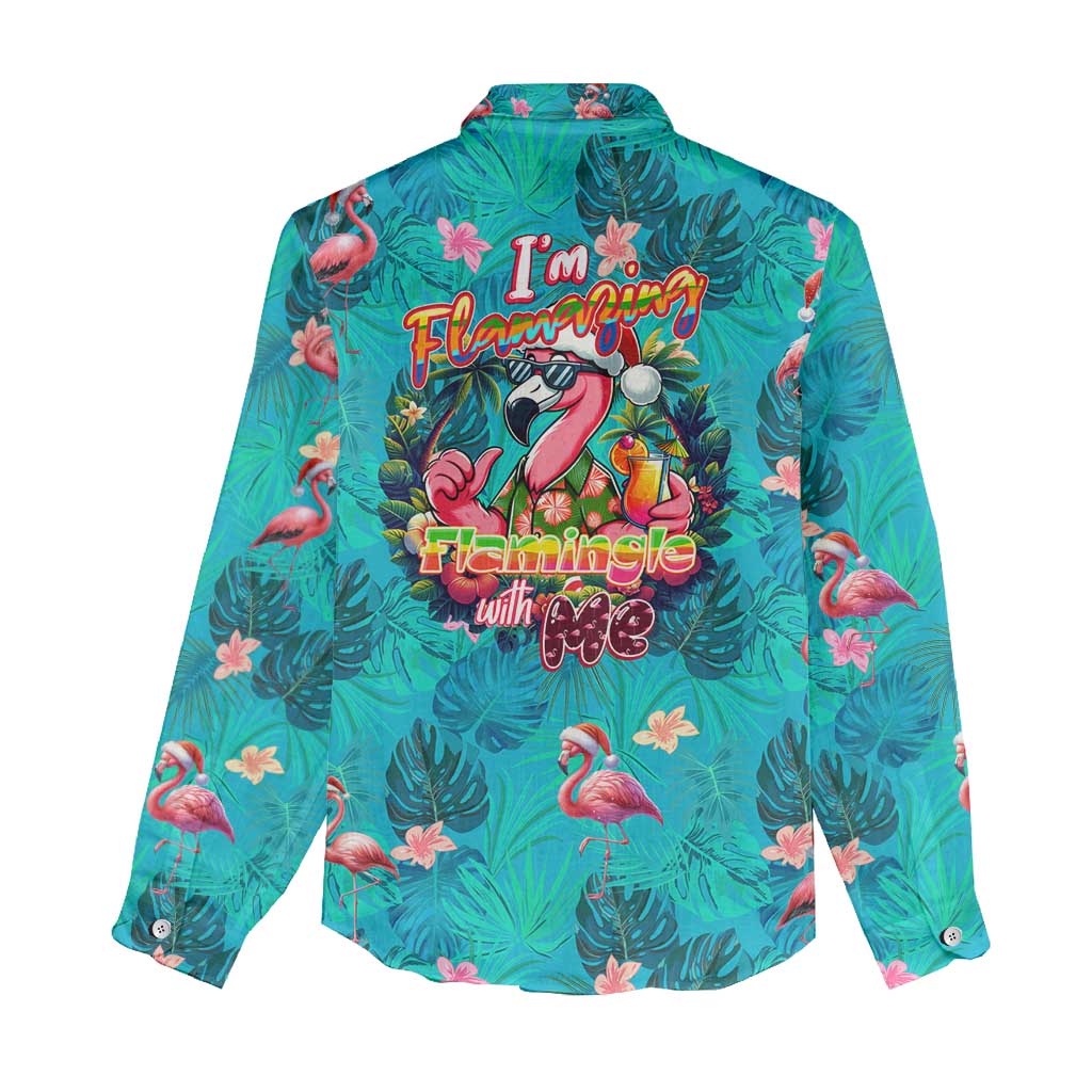 Tropical Flamingo Christmas Women Casual Shirt Shaka Shaka Will You Drink With Me - Wonder Print Shop