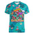 Tropical Flamingo Christmas Women V-Neck T-Shirt Shaka Shaka Will You Drink With Me - Wonder Print Shop