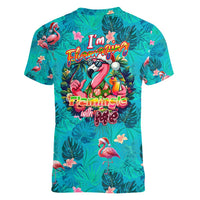 Tropical Flamingo Christmas Women V-Neck T-Shirt Shaka Shaka Will You Drink With Me - Wonder Print Shop