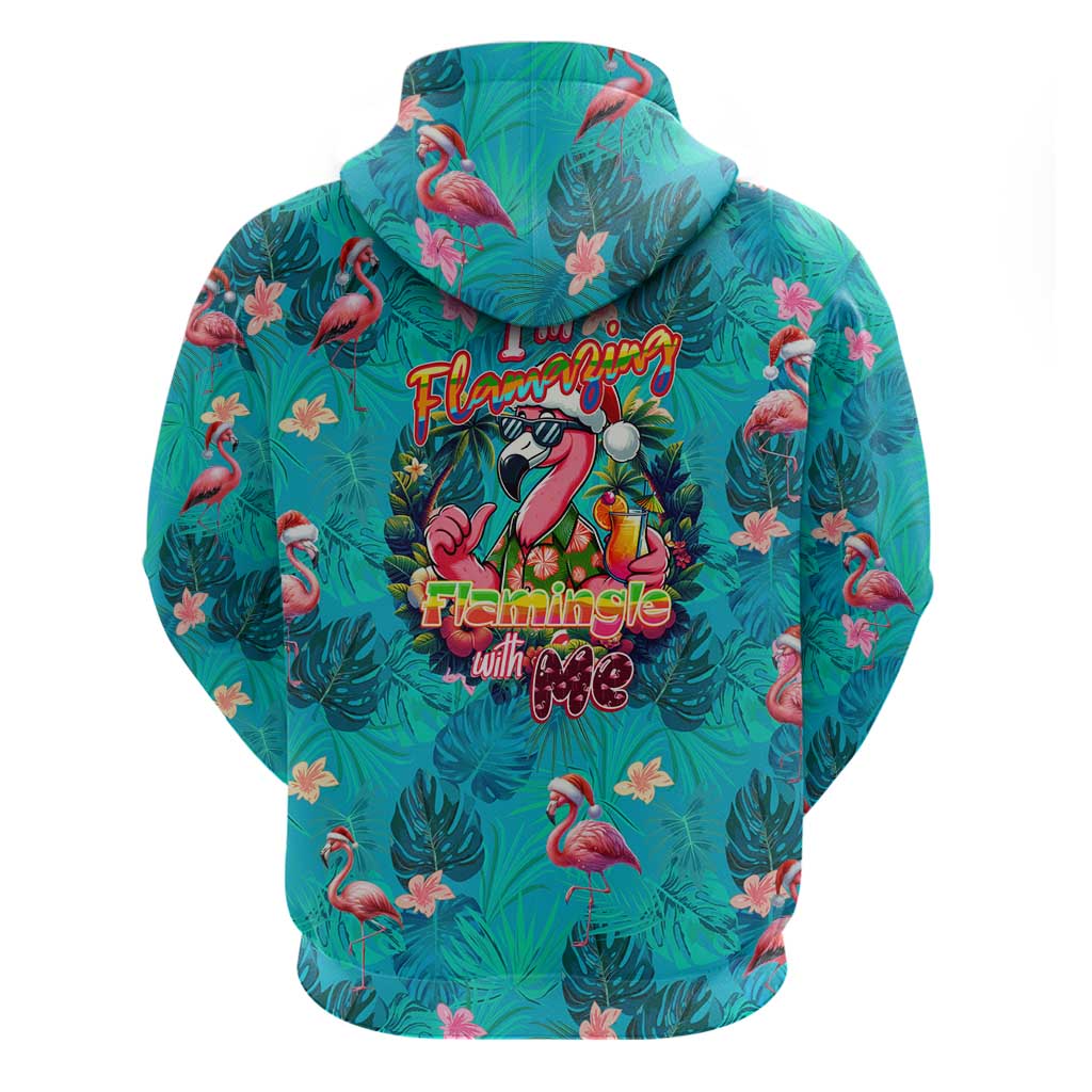 Tropical Flamingo Christmas Zip Hoodie Shaka Shaka Will You Drink With Me - Wonder Print Shop