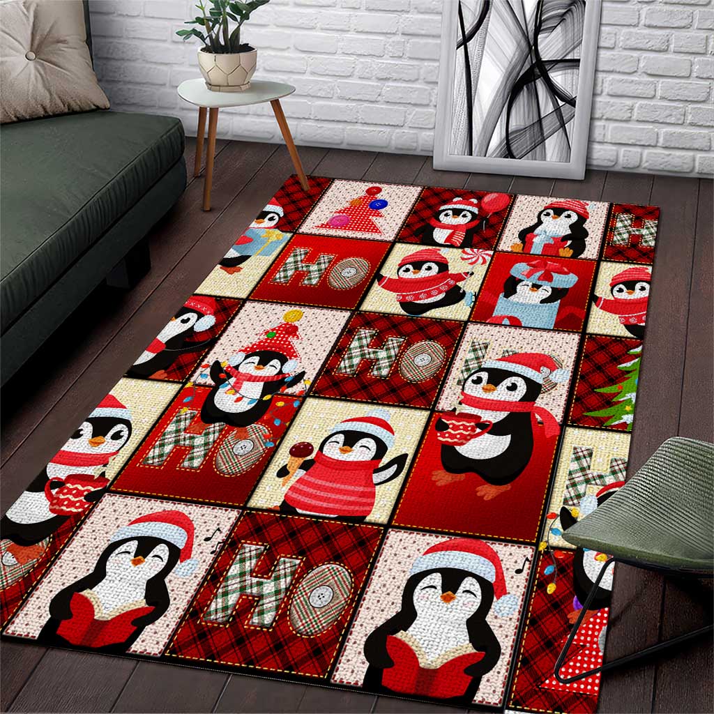 Cute Christmas Penguin Area Rug Cozy Winter Ho Ho Ho Holiday Fun - Wonder Print Shop