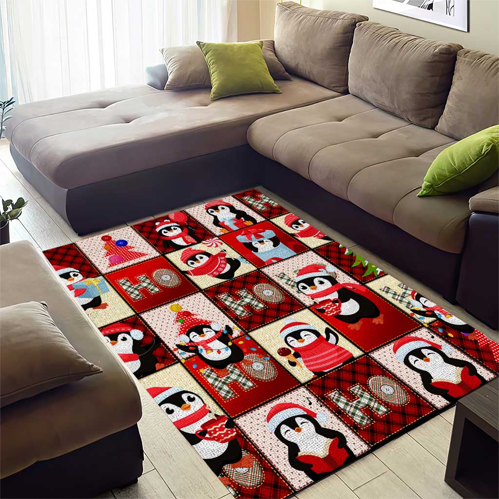 Cute Christmas Penguin Area Rug Cozy Winter Ho Ho Ho Holiday Fun - Wonder Print Shop