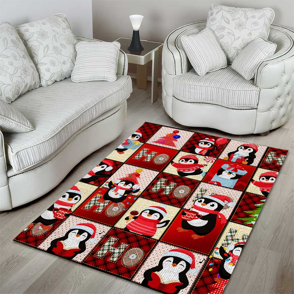 Cute Christmas Penguin Area Rug Cozy Winter Ho Ho Ho Holiday Fun - Wonder Print Shop