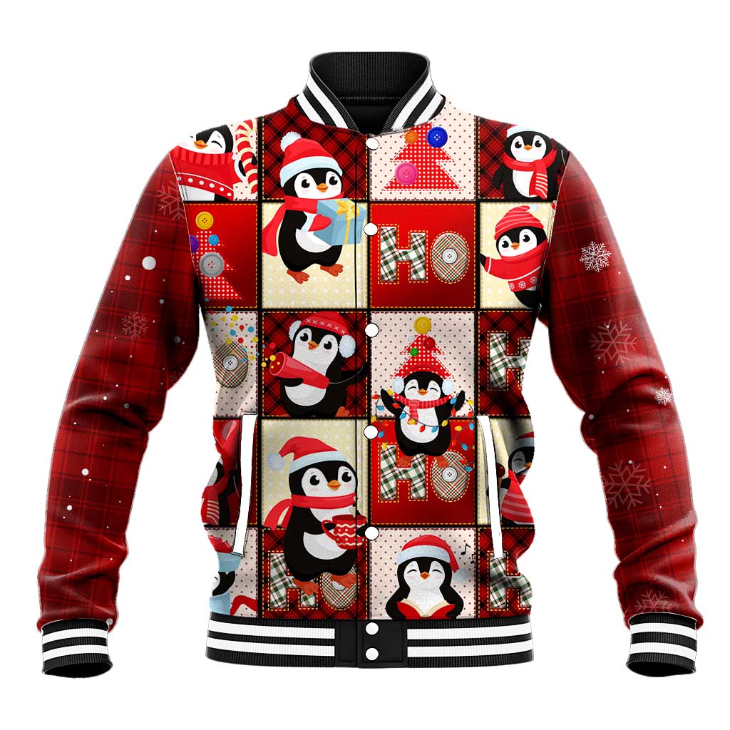 Cute Christmas Penguin Baseball Jacket Cozy Winter Ho Ho Ho Holiday Fun - Wonder Print Shop