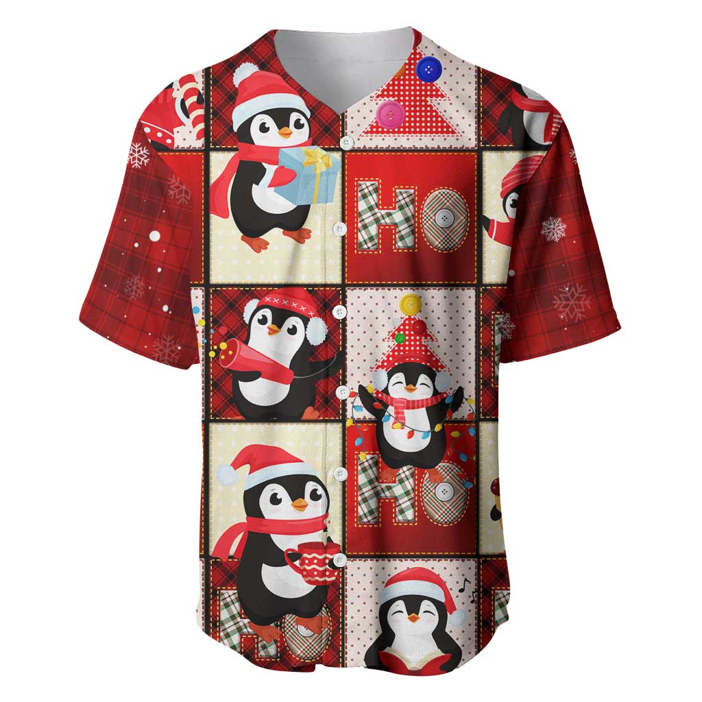 Cute Christmas Penguin Baseball Jersey Cozy Winter Ho Ho Ho Holiday Fun - Wonder Print Shop