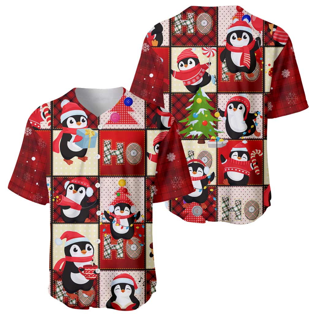 Cute Christmas Penguin Baseball Jersey Cozy Winter Ho Ho Ho Holiday Fun - Wonder Print Shop