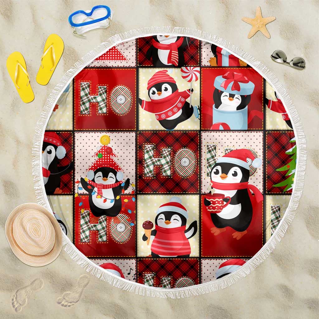 Cute Christmas Penguin Beach Blanket Cozy Winter Ho Ho Ho Holiday Fun - Wonder Print Shop