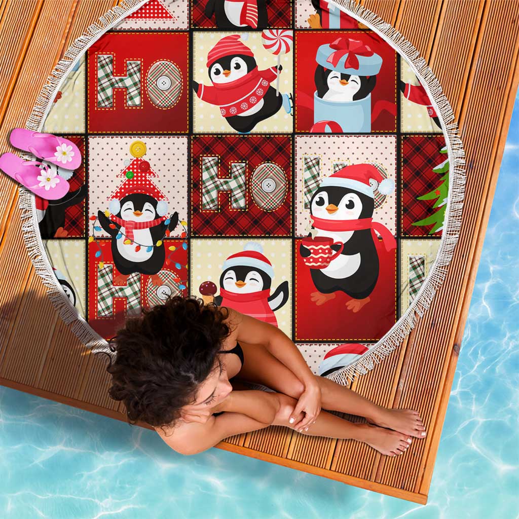 Cute Christmas Penguin Beach Blanket Cozy Winter Ho Ho Ho Holiday Fun - Wonder Print Shop