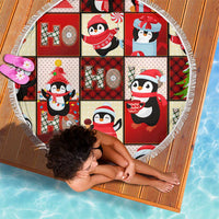 Cute Christmas Penguin Beach Blanket Cozy Winter Ho Ho Ho Holiday Fun - Wonder Print Shop