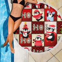 Cute Christmas Penguin Beach Blanket Cozy Winter Ho Ho Ho Holiday Fun - Wonder Print Shop