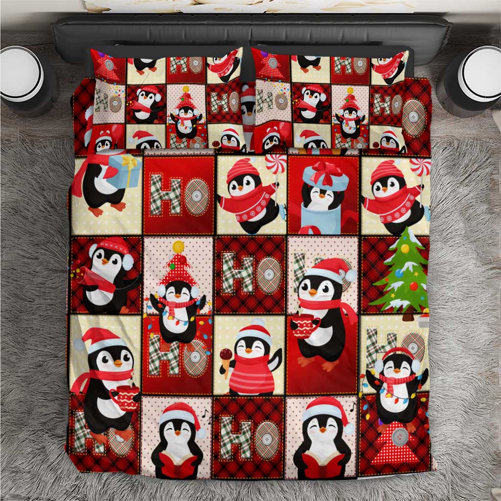 Cute Christmas Penguin Bedding Set Cozy Winter Ho Ho Ho Holiday Fun - Wonder Print Shop