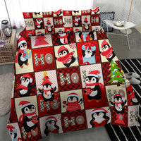 Cute Christmas Penguin Bedding Set Cozy Winter Ho Ho Ho Holiday Fun - Wonder Print Shop