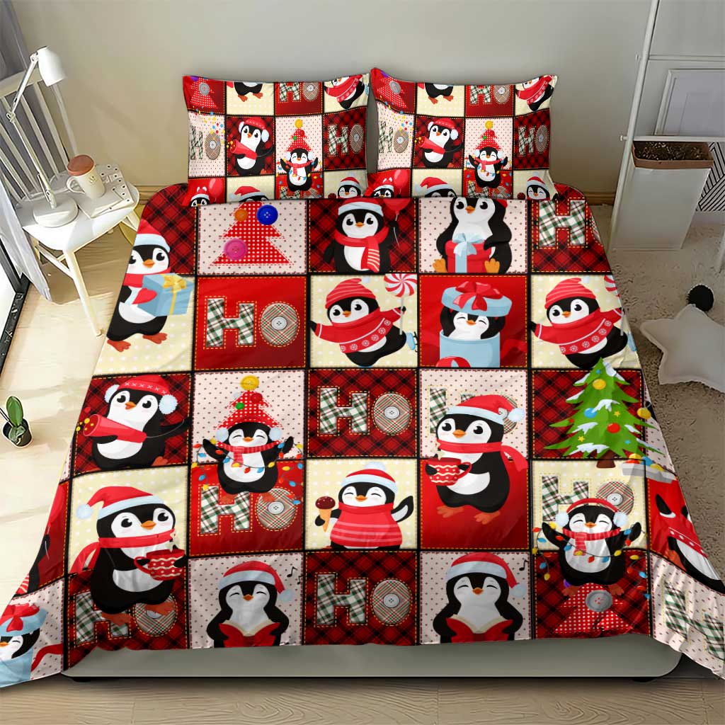 Cute Christmas Penguin Bedding Set Cozy Winter Ho Ho Ho Holiday Fun - Wonder Print Shop