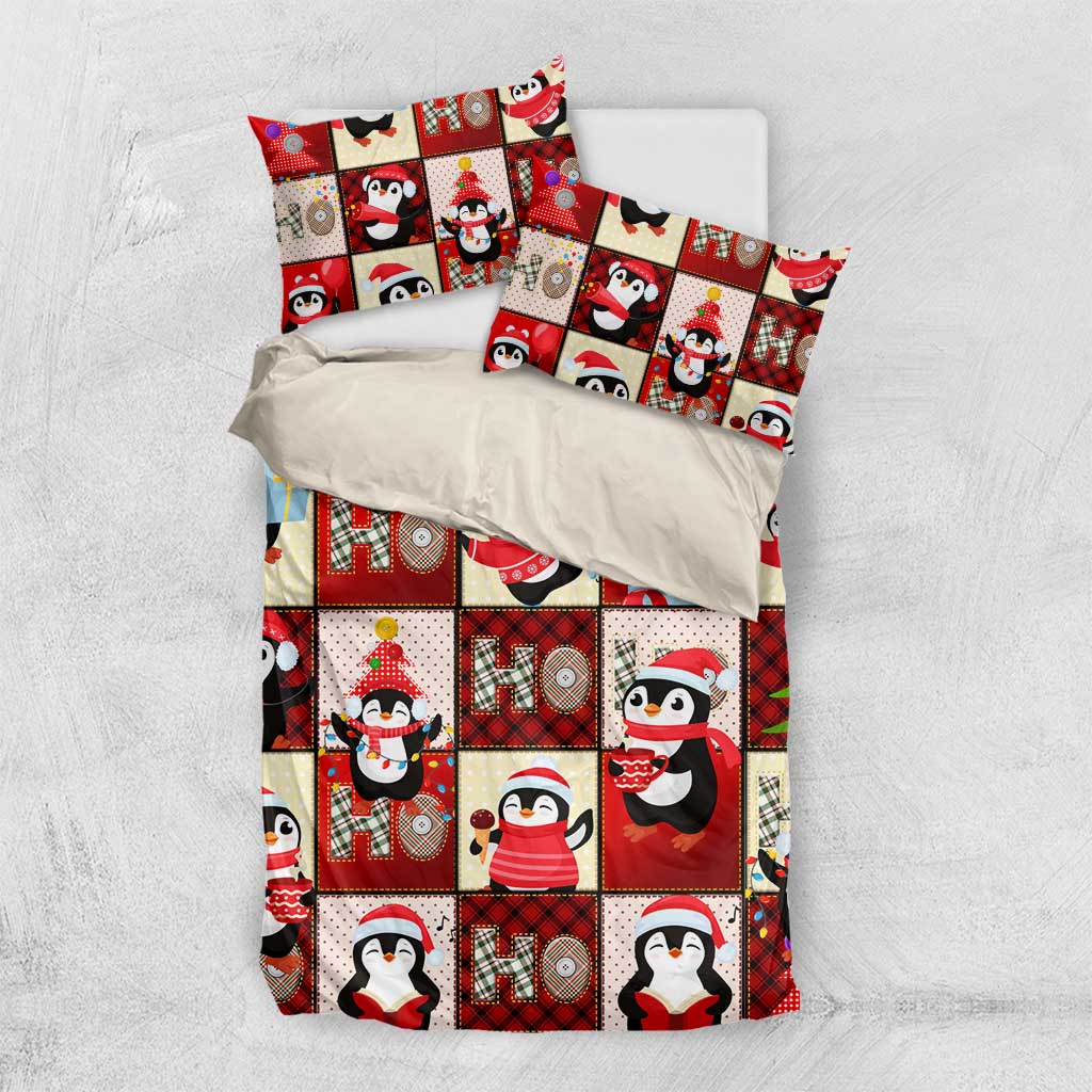 Cute Christmas Penguin Bedding Set Cozy Winter Ho Ho Ho Holiday Fun - Wonder Print Shop