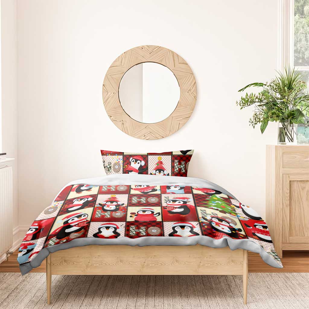 Cute Christmas Penguin Bedding Set Cozy Winter Ho Ho Ho Holiday Fun - Wonder Print Shop
