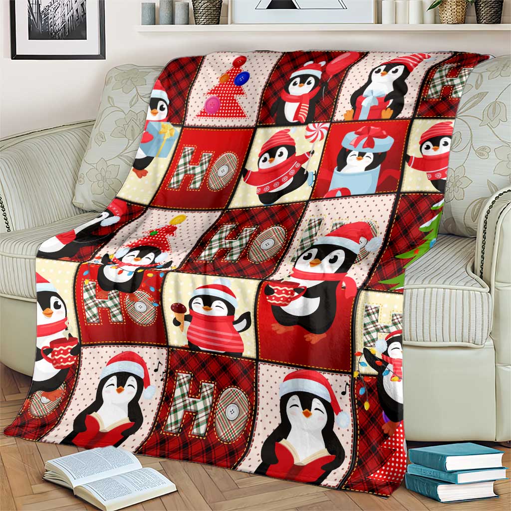 Cute Christmas Penguin Blanket Cozy Winter Ho Ho Ho Holiday Fun - Wonder Print Shop
