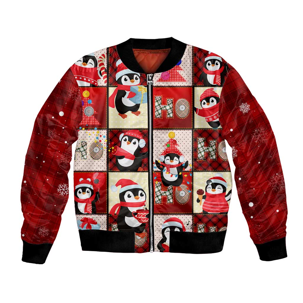 Cute Christmas Penguin Bomber Jacket Cozy Winter Ho Ho Ho Holiday Fun - Wonder Print Shop