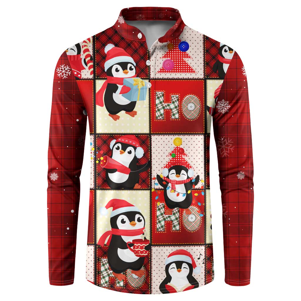 Cute Christmas Penguin Button Sweatshirt Cozy Winter Ho Ho Ho Holiday Fun - Wonder Print Shop