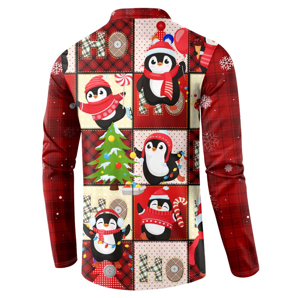 Cute Christmas Penguin Button Sweatshirt Cozy Winter Ho Ho Ho Holiday Fun - Wonder Print Shop