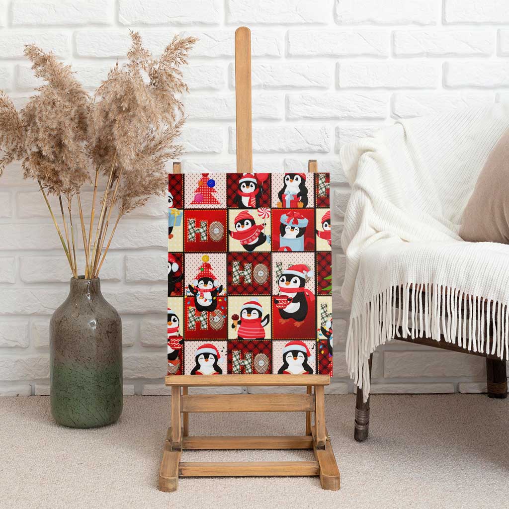 Cute Christmas Penguin Canvas Wall Art Cozy Winter Ho Ho Ho Holiday Fun - Wonder Print Shop
