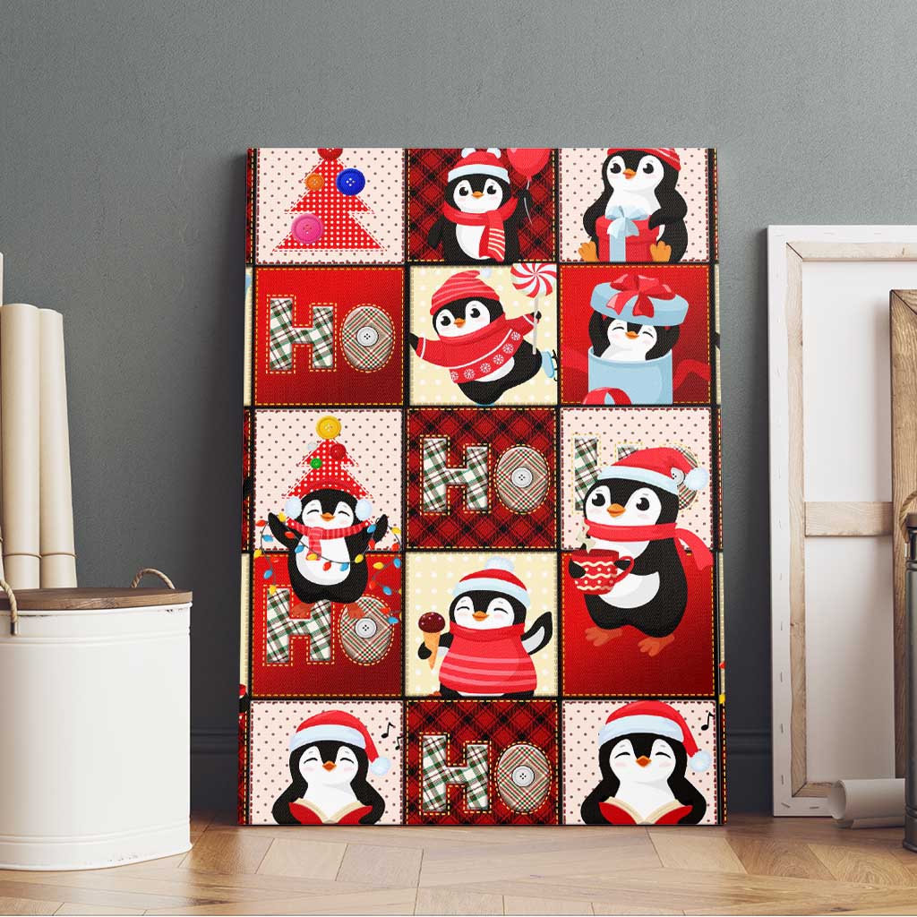 Cute Christmas Penguin Canvas Wall Art Cozy Winter Ho Ho Ho Holiday Fun - Wonder Print Shop