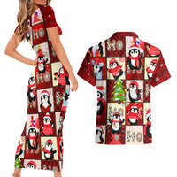 Cute Christmas Penguin Couples Matching Short Sleeve Bodycon Dress and Hawaiian Shirt Cozy Winter Ho Ho Ho Holiday Fun - Wonder Print Shop