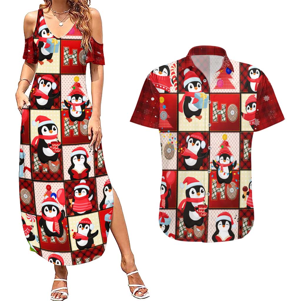 Cute Christmas Penguin Couples Matching Summer Maxi Dress and Hawaiian Shirt Cozy Winter Ho Ho Ho Holiday Fun - Wonder Print Shop
