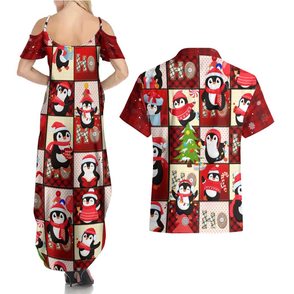 Cute Christmas Penguin Couples Matching Summer Maxi Dress and Hawaiian Shirt Cozy Winter Ho Ho Ho Holiday Fun - Wonder Print Shop