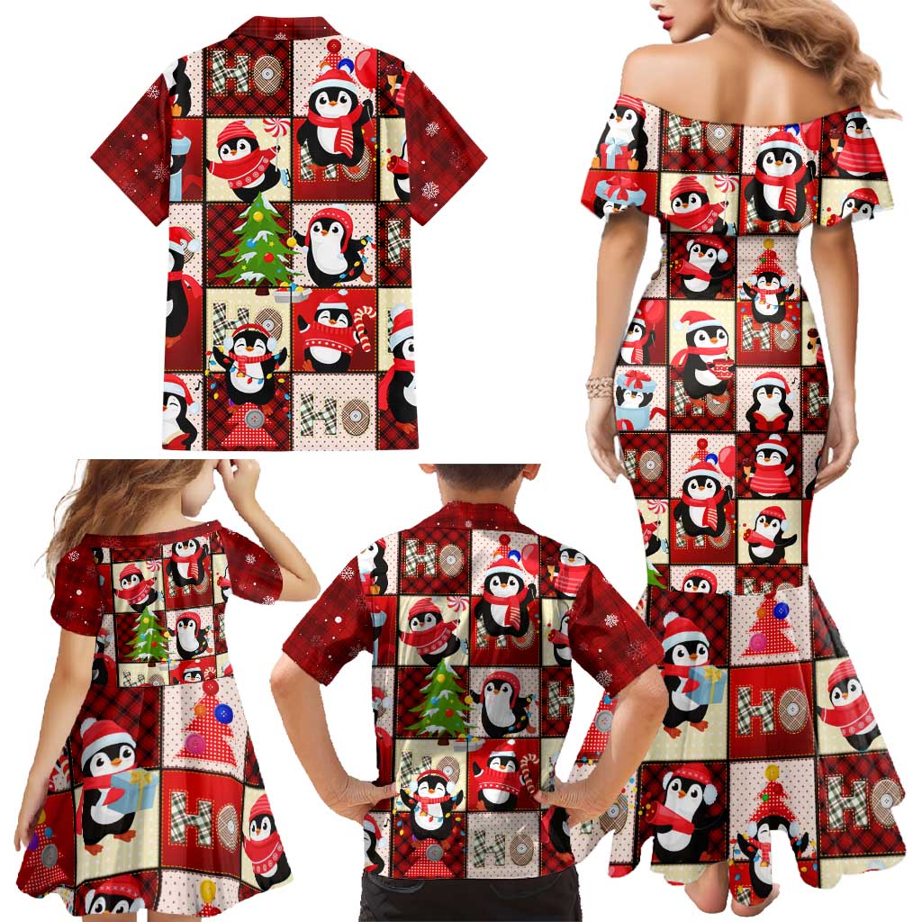 Cute Christmas Penguin Family Matching Mermaid Dress and Hawaiian Shirt Cozy Winter Ho Ho Ho Holiday Fun - Wonder Print Shop