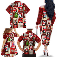 Cute Christmas Penguin Family Matching Off The Shoulder Long Sleeve Dress and Hawaiian Shirt Cozy Winter Ho Ho Ho Holiday Fun - Wonder Print Shop