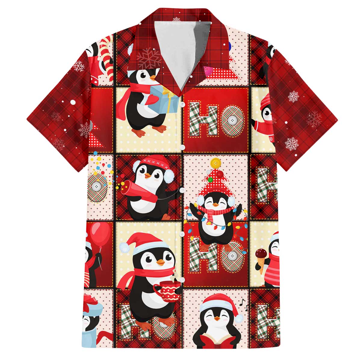 Cute Christmas Penguin Family Matching Off The Shoulder Long Sleeve Dress and Hawaiian Shirt Cozy Winter Ho Ho Ho Holiday Fun - Wonder Print Shop