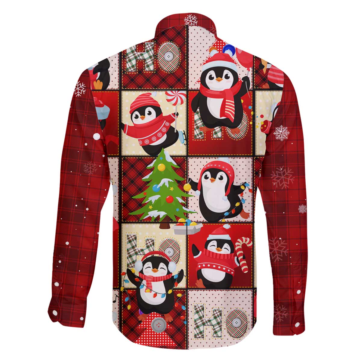 Cute Christmas Penguin Family Matching Off The Shoulder Long Sleeve Dress and Hawaiian Shirt Cozy Winter Ho Ho Ho Holiday Fun - Wonder Print Shop