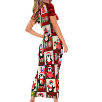 Cute Christmas Penguin Family Matching Short Sleeve Bodycon Dress and Hawaiian Shirt Cozy Winter Ho Ho Ho Holiday Fun - Wonder Print Shop