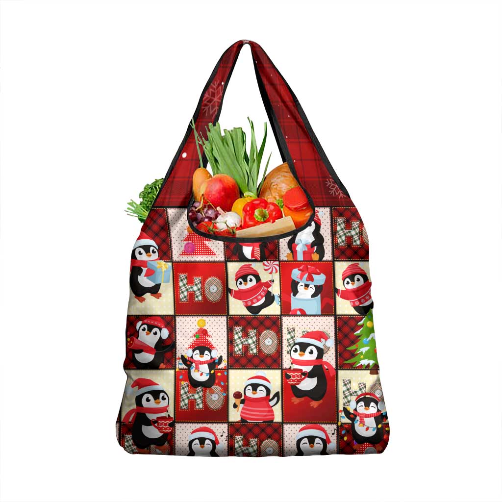 Cute Christmas Penguin Grocery Bag Cozy Winter Ho Ho Ho Holiday Fun - Wonder Print Shop