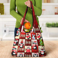 Cute Christmas Penguin Grocery Bag Cozy Winter Ho Ho Ho Holiday Fun - Wonder Print Shop