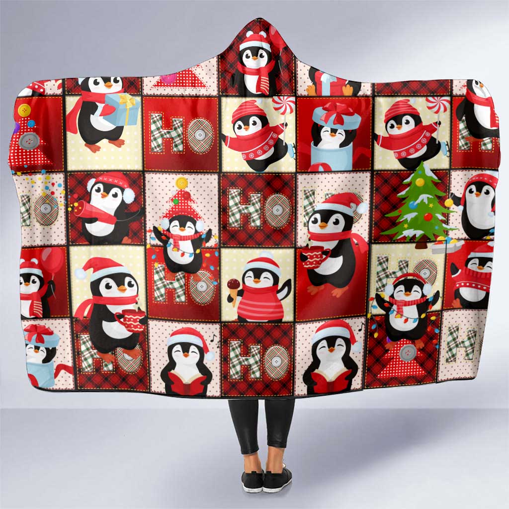 Cute Christmas Penguin Hooded Blanket Cozy Winter Ho Ho Ho Holiday Fun - Wonder Print Shop