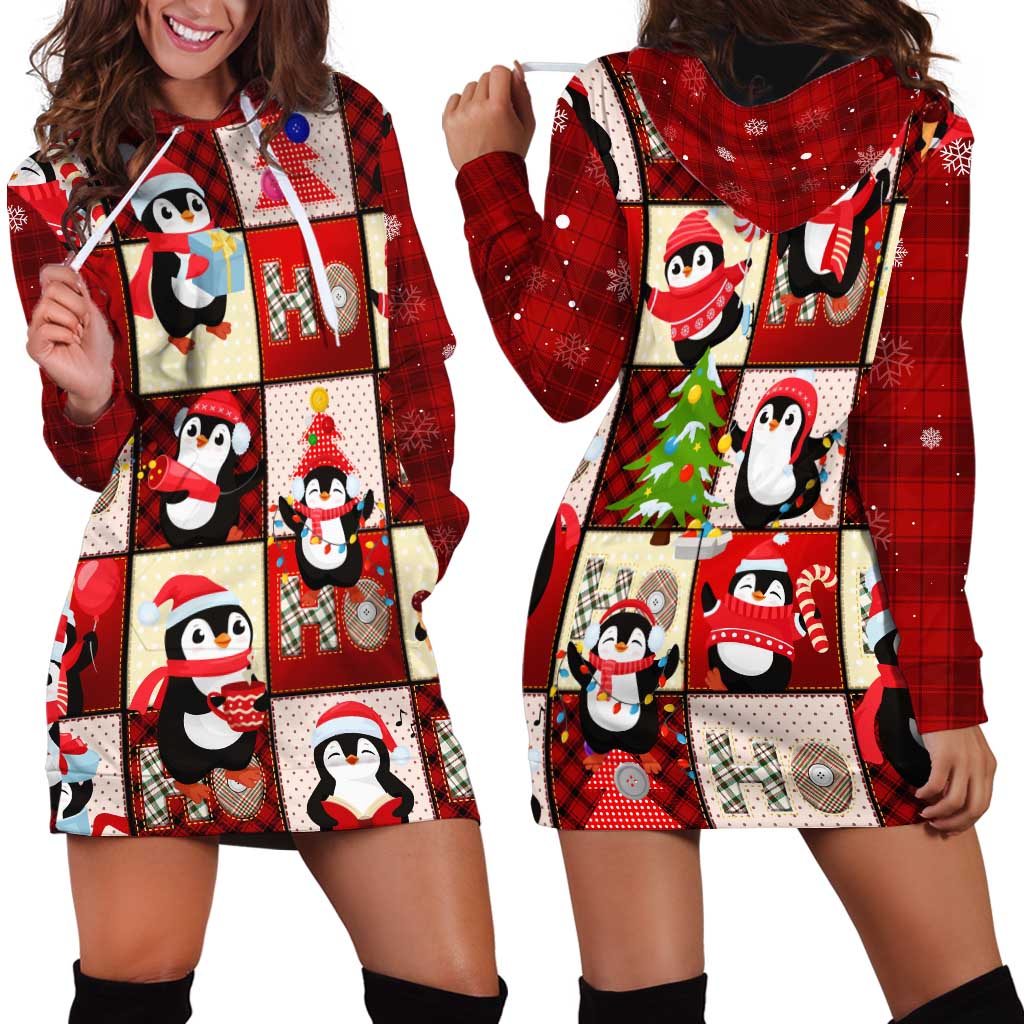 Cute Christmas Penguin Hoodie Dress Cozy Winter Ho Ho Ho Holiday Fun - Wonder Print Shop