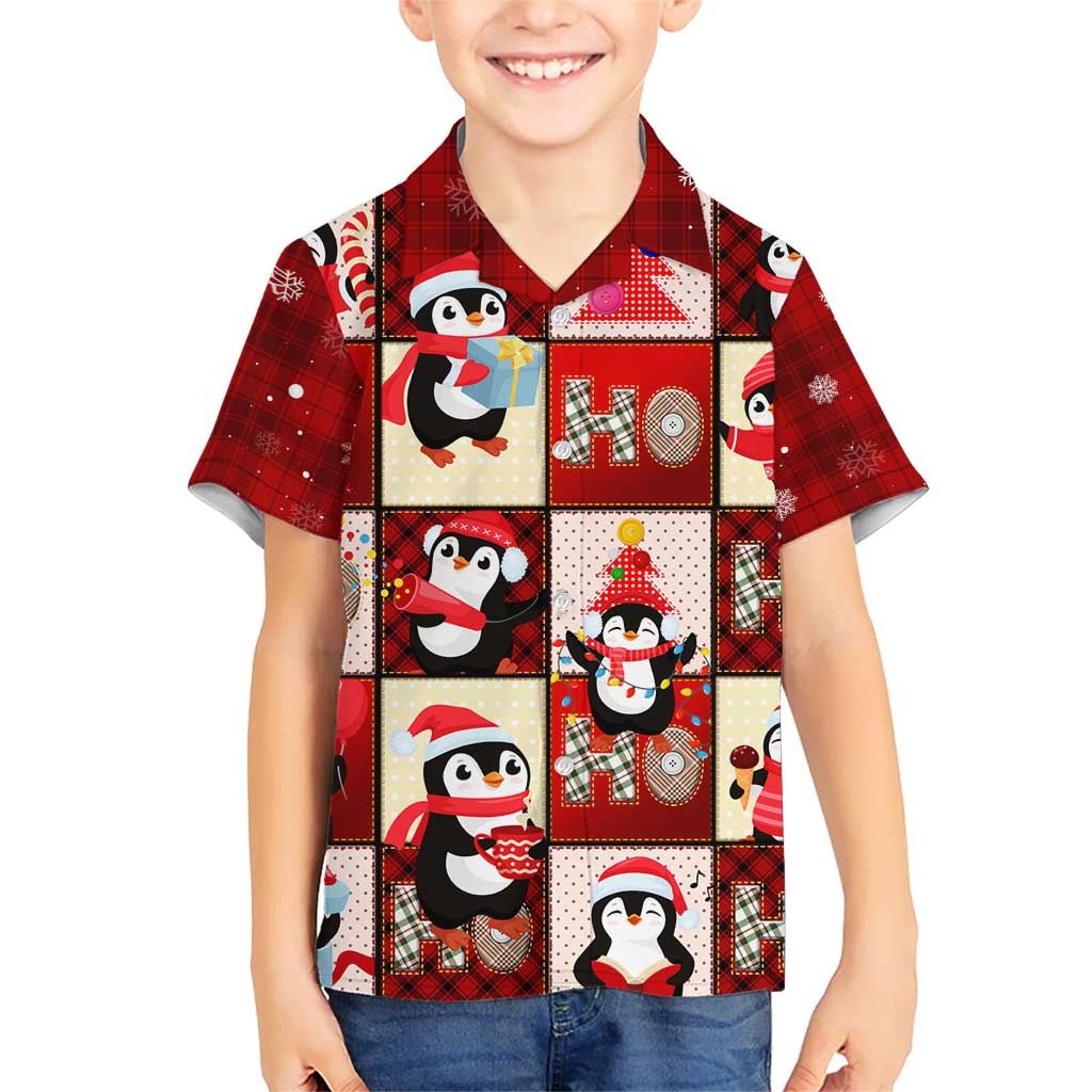 Cute Christmas Penguin Kid Hawaiian Shirt Cozy Winter Ho Ho Ho Holiday Fun - Wonder Print Shop