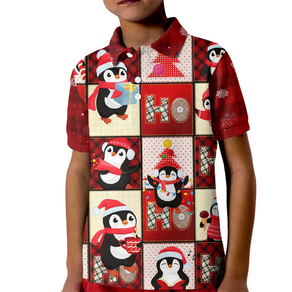 Cute Christmas Penguin Kid Polo Shirt Cozy Winter Ho Ho Ho Holiday Fun - Wonder Print Shop
