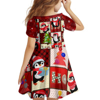 Cute Christmas Penguin Kid Short Sleeve Dress Cozy Winter Ho Ho Ho Holiday Fun - Wonder Print Shop