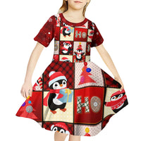 Cute Christmas Penguin Kid Short Sleeve Dress Cozy Winter Ho Ho Ho Holiday Fun - Wonder Print Shop